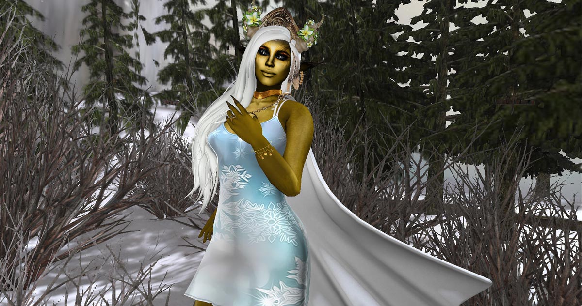 Winter White and Gold Second Life Bargain Fashions