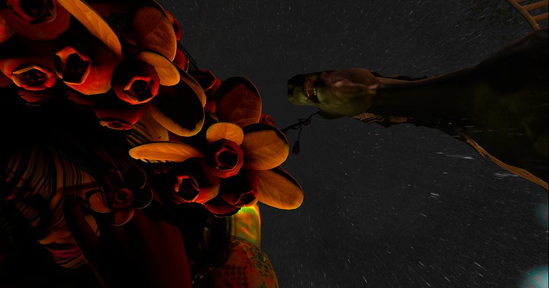 Pic of Faerie having a waking nightmare, expressed as digital art with her SL photography