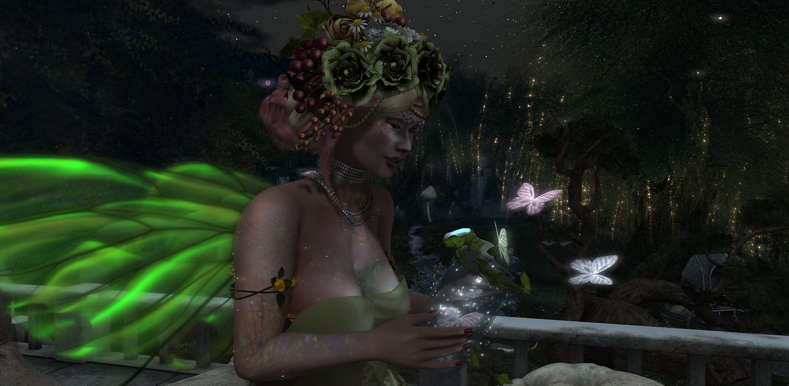 Pic of Faerie Prettyflower Vale and her magical butterfly jar