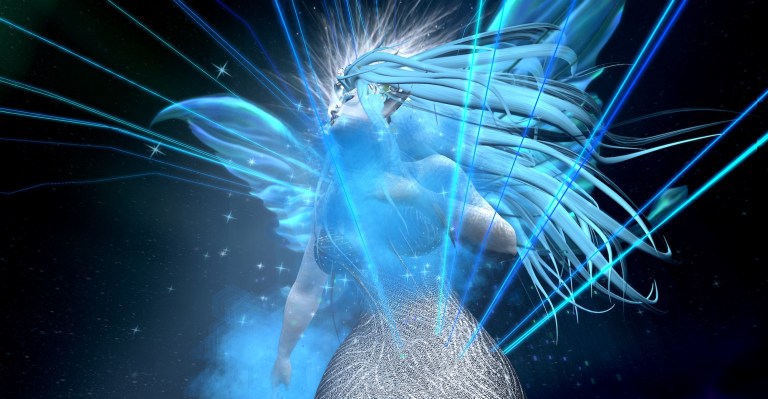 Blue Faerie flying high in the vortex